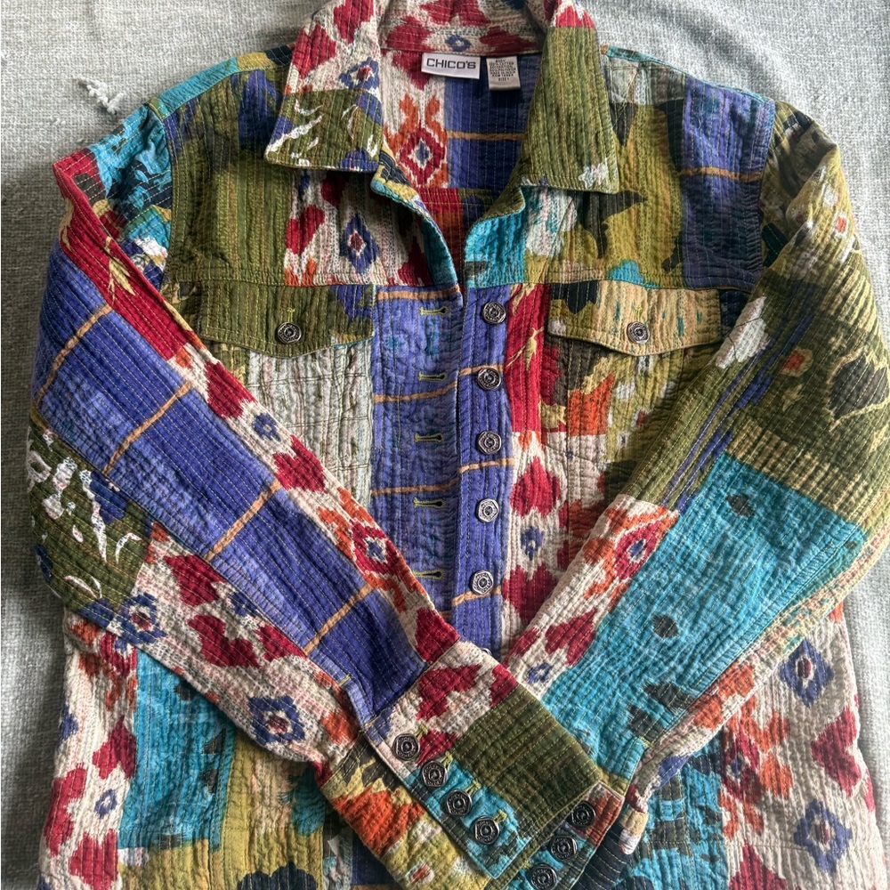 Vintage Chico's Colorful Cotton-Polyester Blend Top